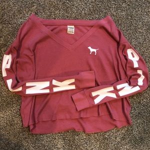 PINK V NECK CROP TOP💓